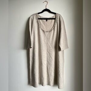 Eileen Fisher Merino Wool Tunic Sweater or Dress with Accent Beading